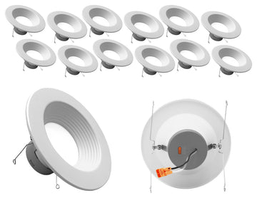 DLR56612120SWHBF-12P 5/6", White Recessed LED Downlight, 12 Pack