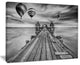 "Wood Bridge in Port Between Sunrise" Sea Bridge Canvas Wall Artwork, 20"x12"