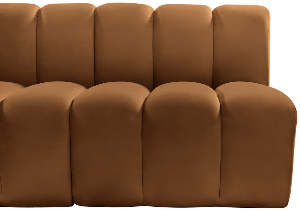 Arc Velvet Upholstered 2-Pc. Modular Sofa, Saddle