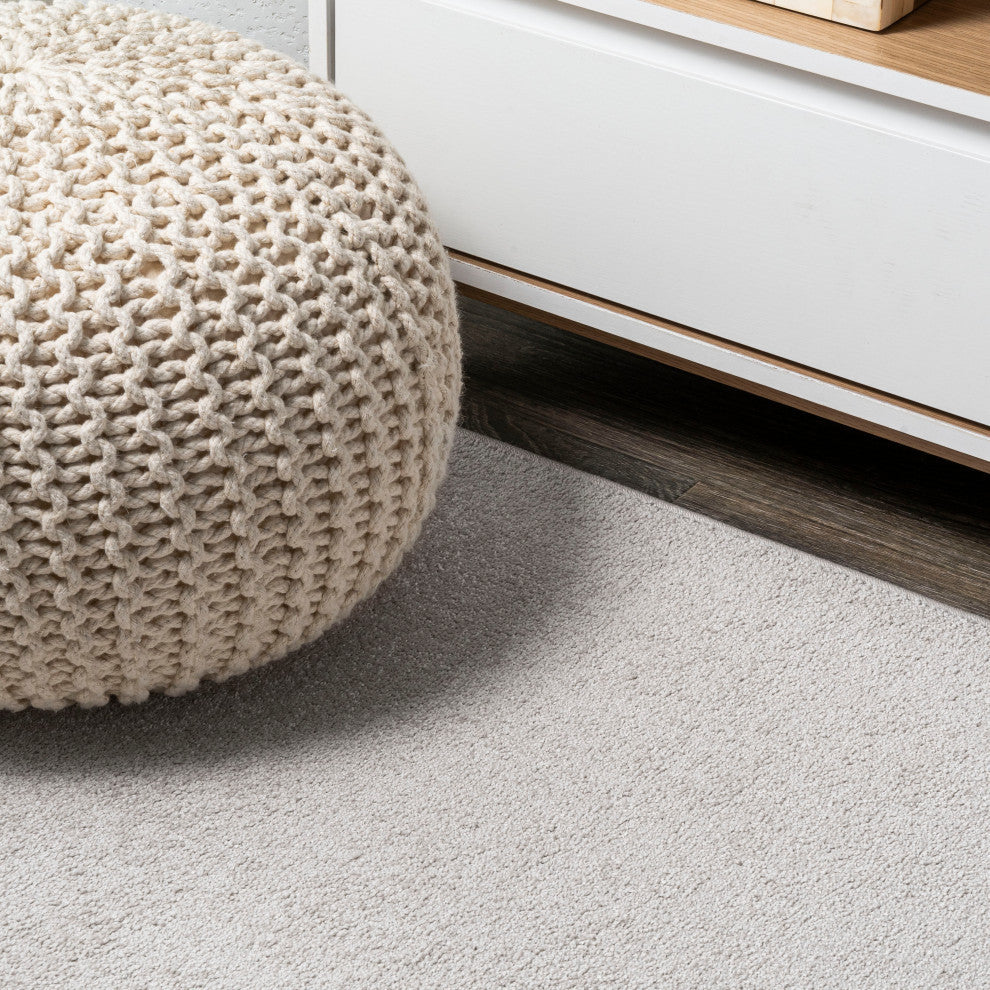 Haze Solid Low-Pile Runner Rug, Ivory, 5 X 8