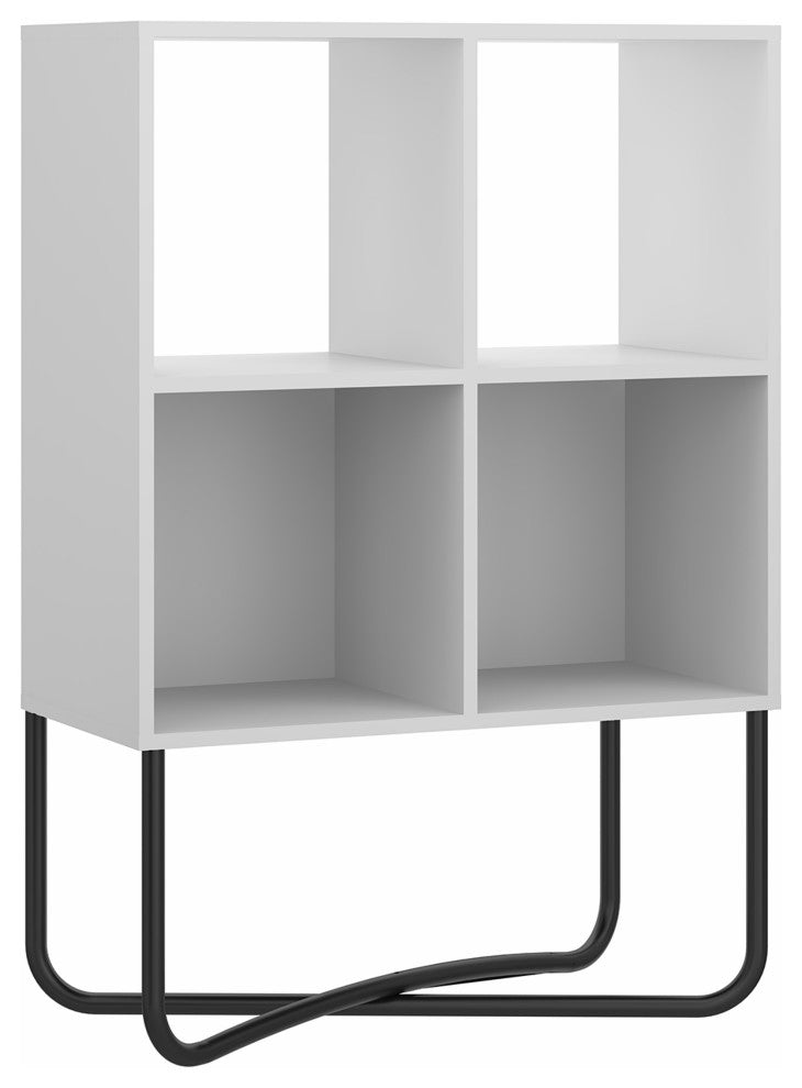 Techni Mobili Modern Geometric Bookcase, White
