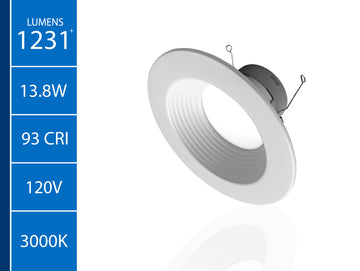 DLR566121203KWHBF-12 5/6", White 1200 Lumen Recessed LED Downlight,12 Pack