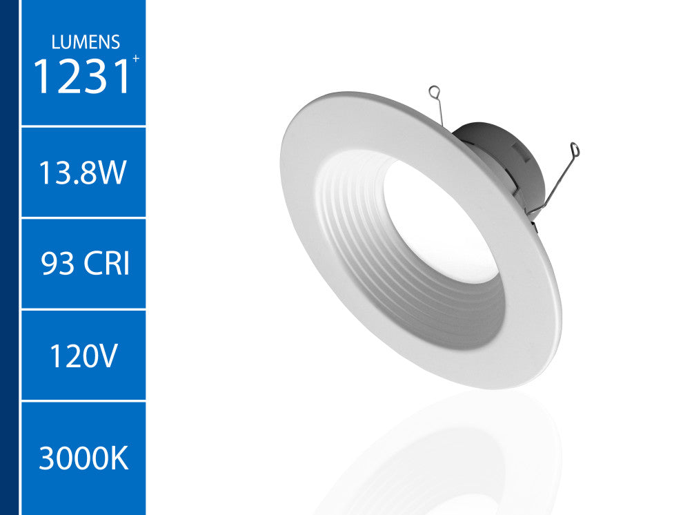 DLR566121203KWHBF-12 5/6", White 1200 Lumen Recessed LED Downlight,12 Pack