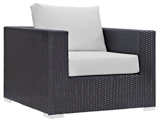 Modway Convene 7 Piece Outdoor Patio Sectional Set, Espresso White