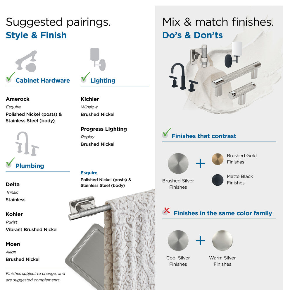 Amerock Esquire Contemporary Single Post Toilet Paper Holder, Polished Nickel/St