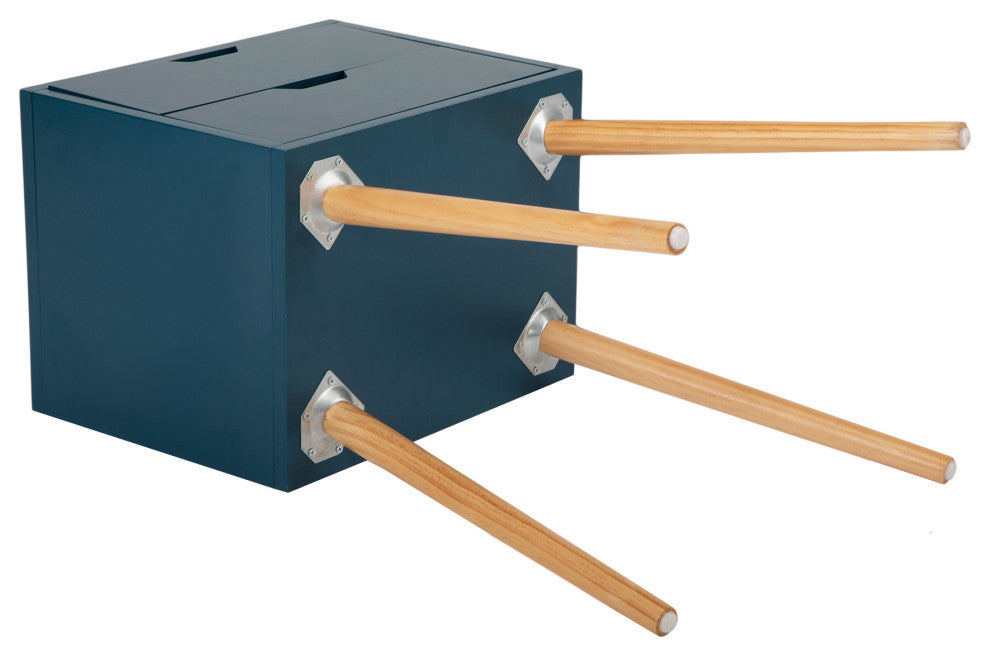 2 Set Wood Nightstand with 2 Sliding Drawers, Navy Blue, 16'' X 12''