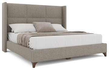 Nativa Interiors Megan Square Upholstered Bed, Grey, King
