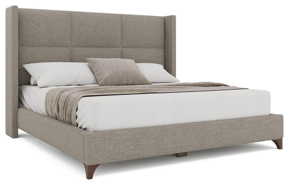 Nativa Interiors Megan Square Upholstered Bed, Grey, King