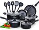 Cook N Home 15 Piece Non stick Black Soft handle Cookware Set