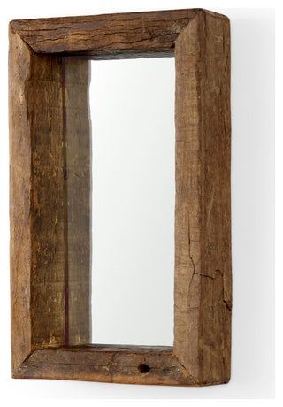 Gervaise Brown Solid Wood Frame Rectangular Wall Mirror, 12" x 7"