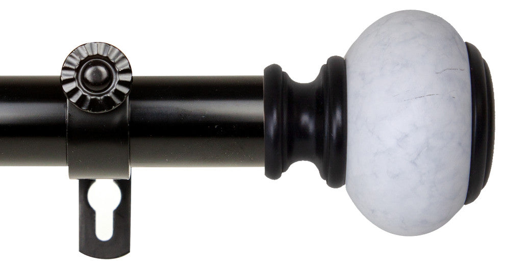 Hadley 1" Diameter Curtain Rod, Black, 120-170"