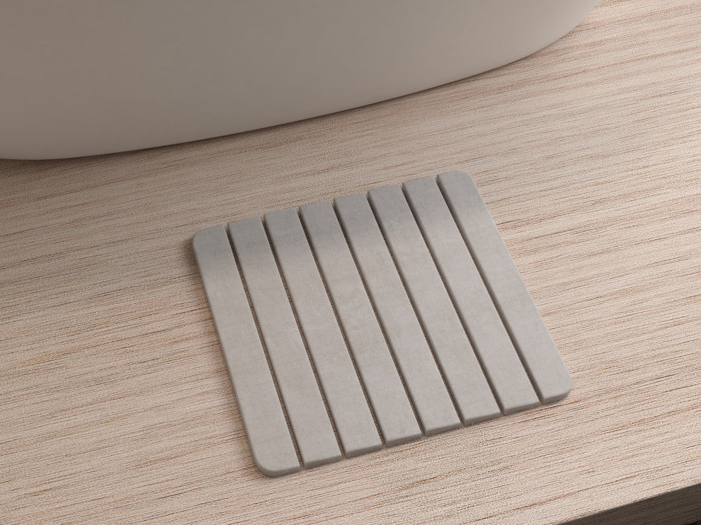 CastelloUSA Diatomite Quick-Dry Stone Bath Mat, 16"x12", Small, Gray