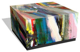 "Graffiti Rock Star I" Printed Glass Cocktail Table with Black Plinth Base