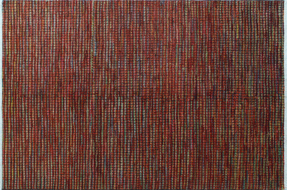 High-Low Chobi Stewart Blue Rug, 5'7x8'5