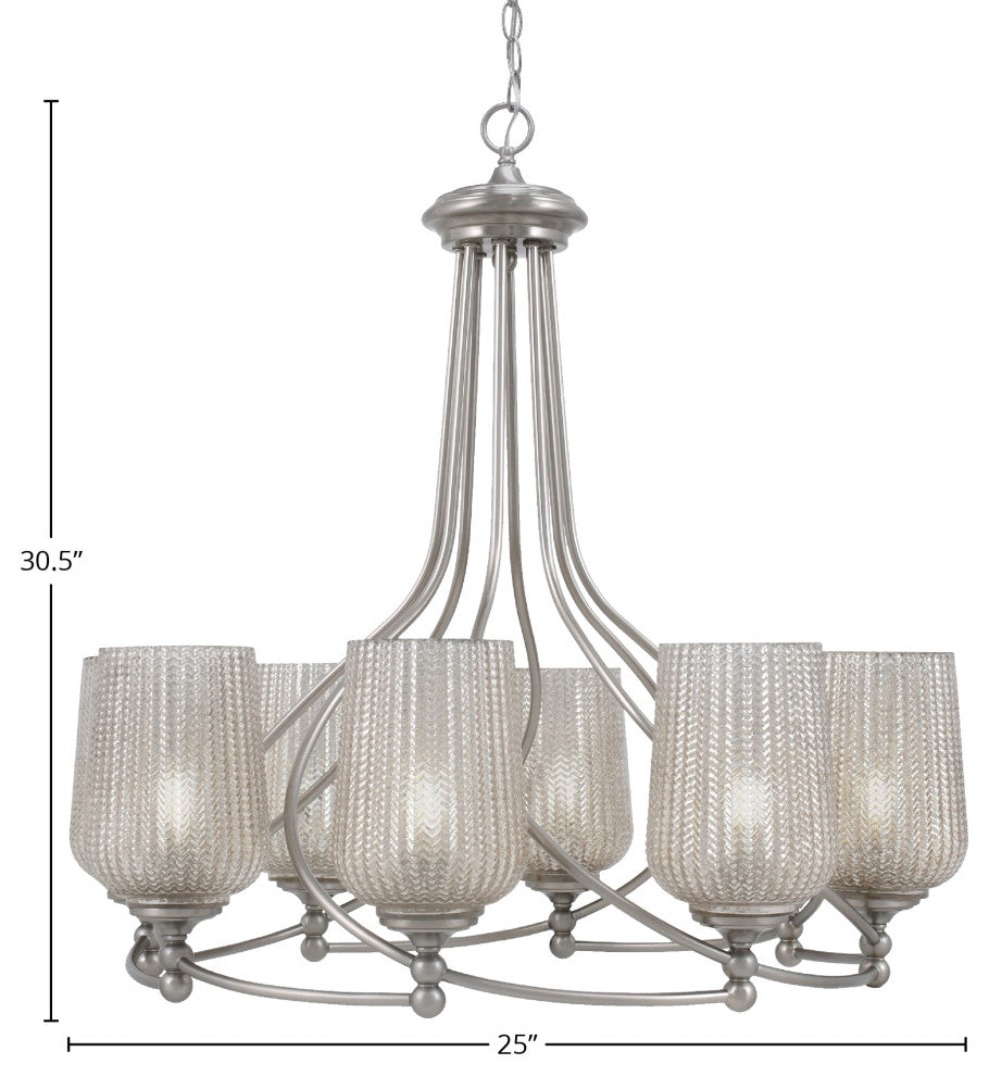 Capri 8-Light Chandelier, Brushed Nickel/Silver Textured
