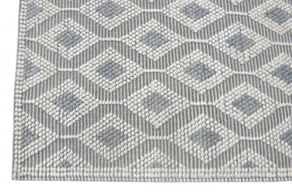 8"x11" Ivory Gray Diamond Trellis Modern Area Rug