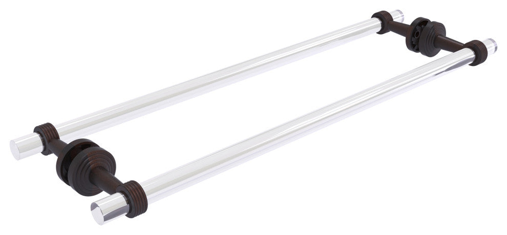 Pacific Beach 24" Groovy Back to Back Shower Door Towel Bar, Venetian Bronze