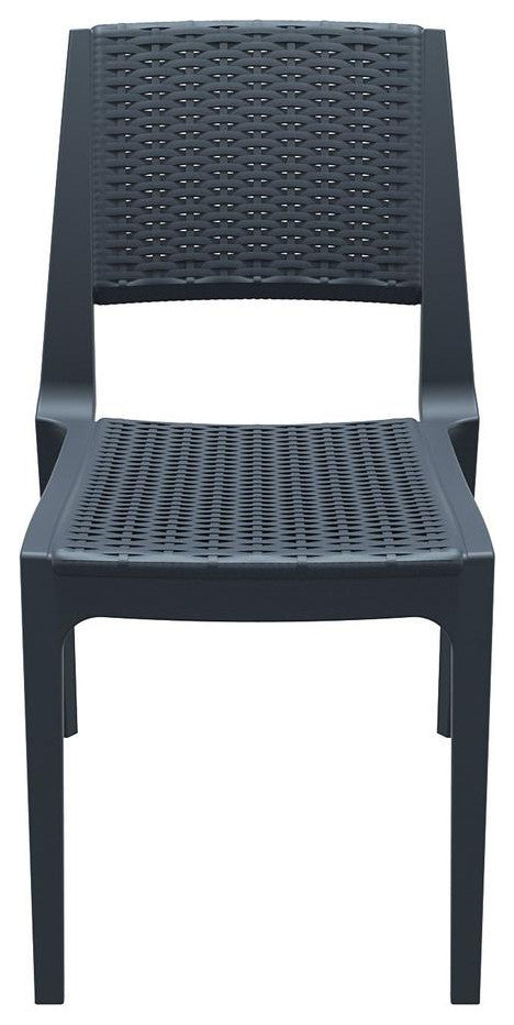 Verona Resin Wickerlook Dining Chair Dark Gray, Set of 2