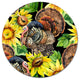 Turkey Bird With Sunflowers, Floral Wall Disc Metal Artwork, 23"