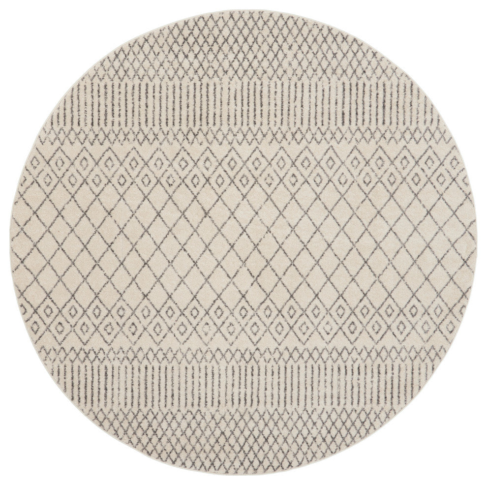 Nourison Passion 8' x Round Ivory/Grey Bohemian Indoor Area Rug