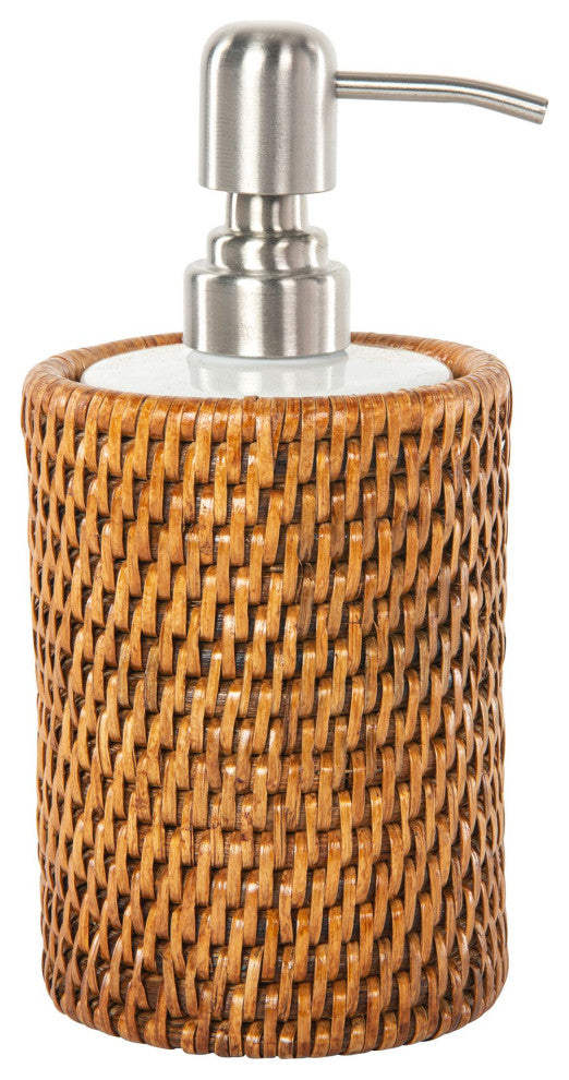 La Jolla Rattan Liquid Soap Dispenser, Honey Brown