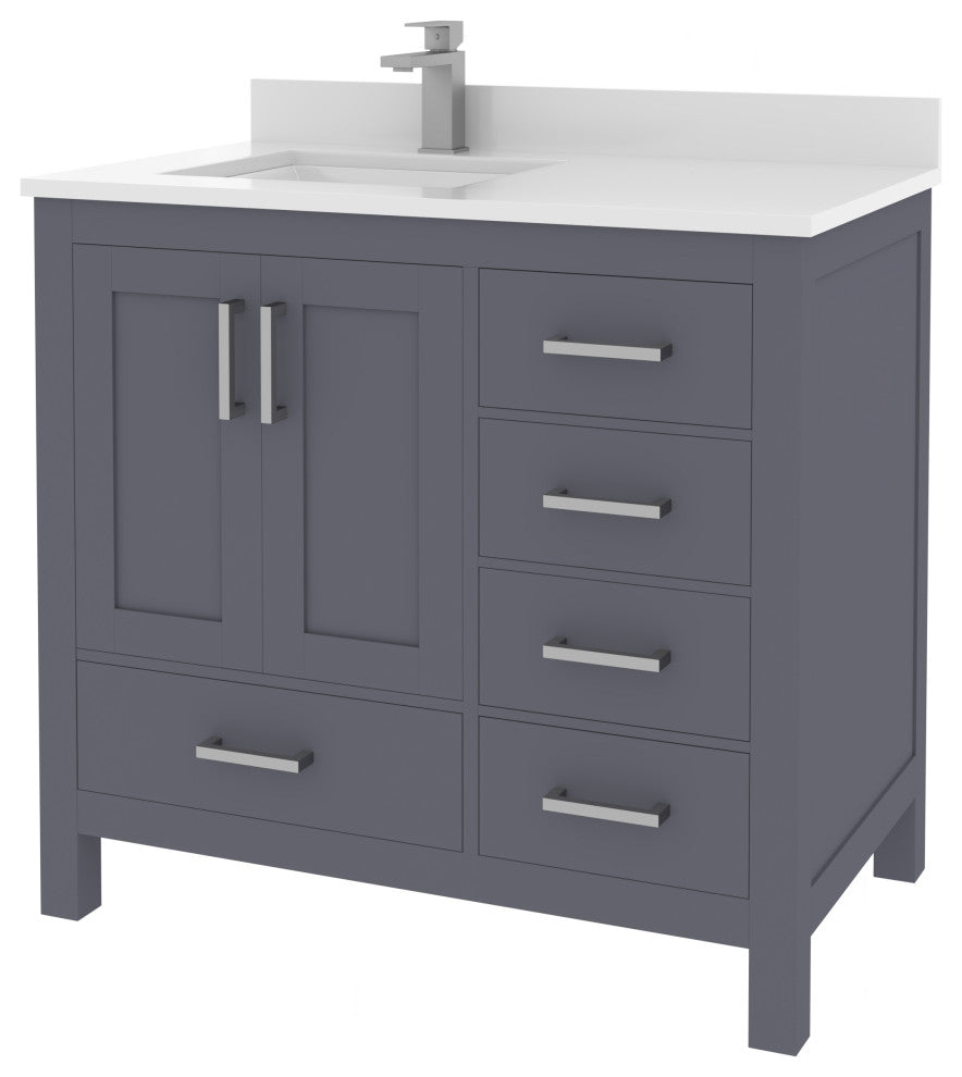 Rooh Bathroom Vanity, Charcoal Gray, 36l", Vanity Cabinet Only