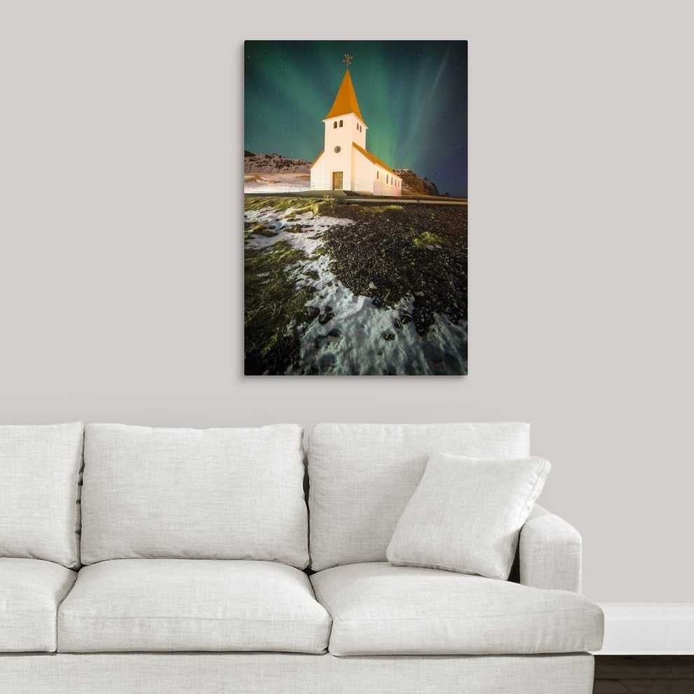 "Vik Church" Wrapped Canvas Art Print, 24"x36"x1.5"
