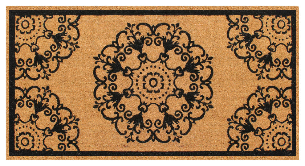 A1HC Natural Coir Flock Door Mat for Front Door, 36x72, Durable Entrance Doormat