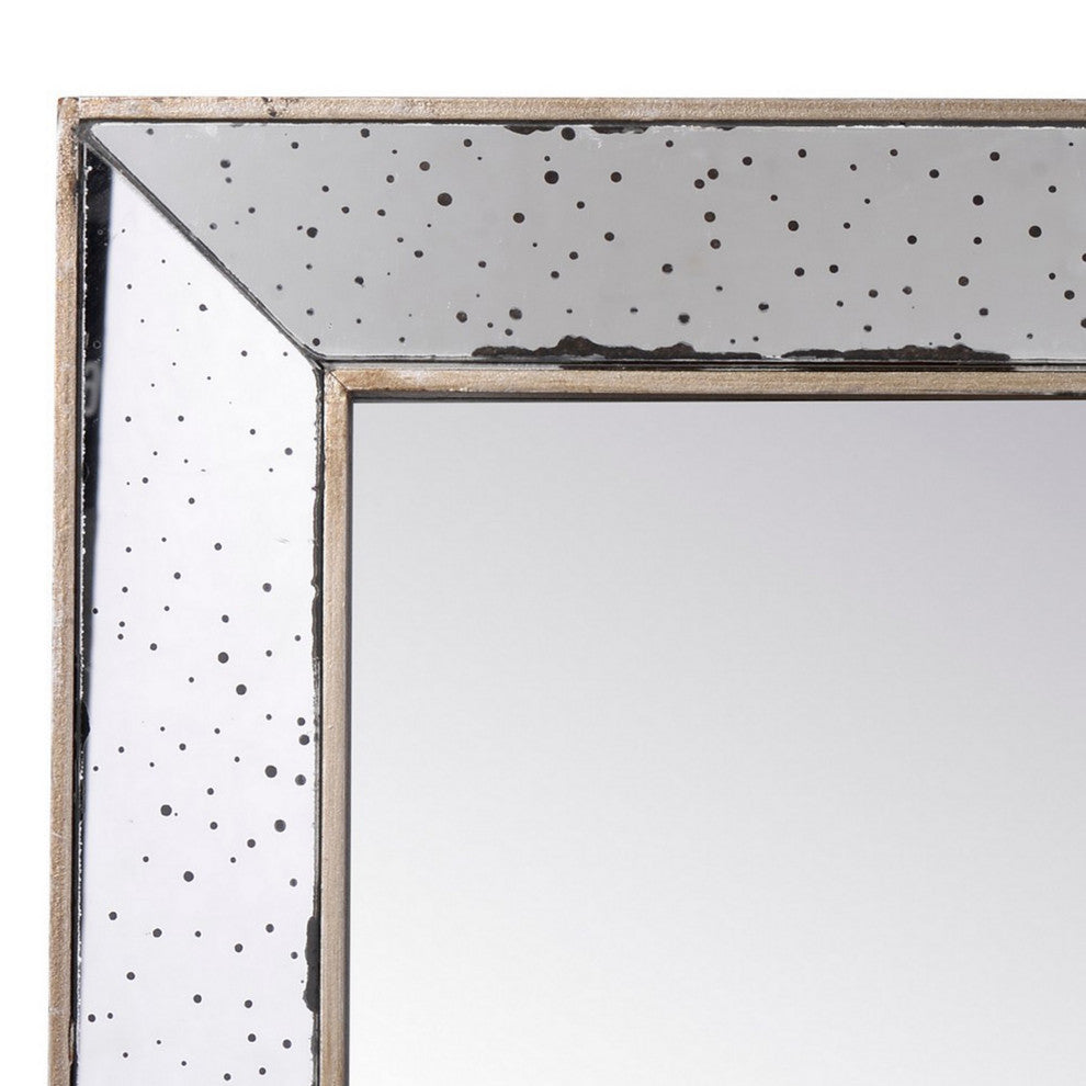Benzara BM286131 18" Square Wall Accent Mirror Raised Tray Edges, Mirrored Frame