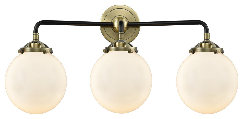 Beacon 3-Light LED Sconce, Black Antique Brass, Shade: Gloss White
