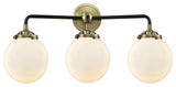 Beacon 3-Light LED Sconce, Black Antique Brass, Shade: Gloss White