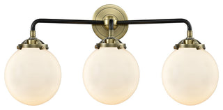 Beacon 3-Light LED Sconce, Black Antique Brass, Shade: Gloss White