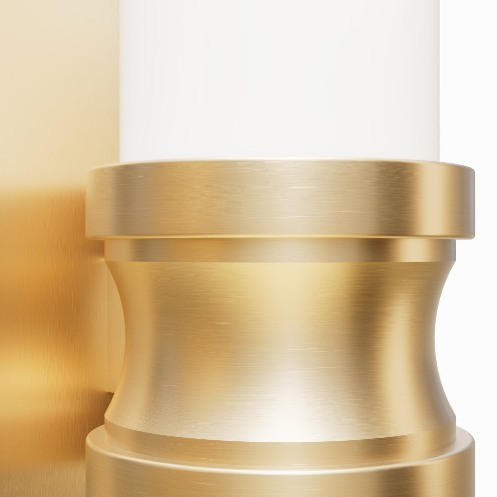 Lenlock Alturas Gold, Cased White Glass 1 Light Sconce Wall Light