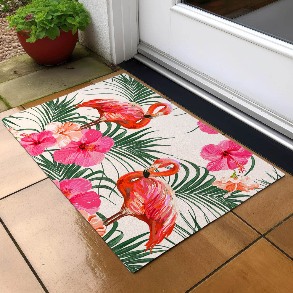 Indoor/Outdoor Tropics TC12 Ivory Machine Washable 1'8" x 2'6" Rug