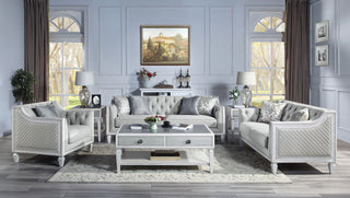 ACME Katia Loveseat in Gray Linen &White Finish