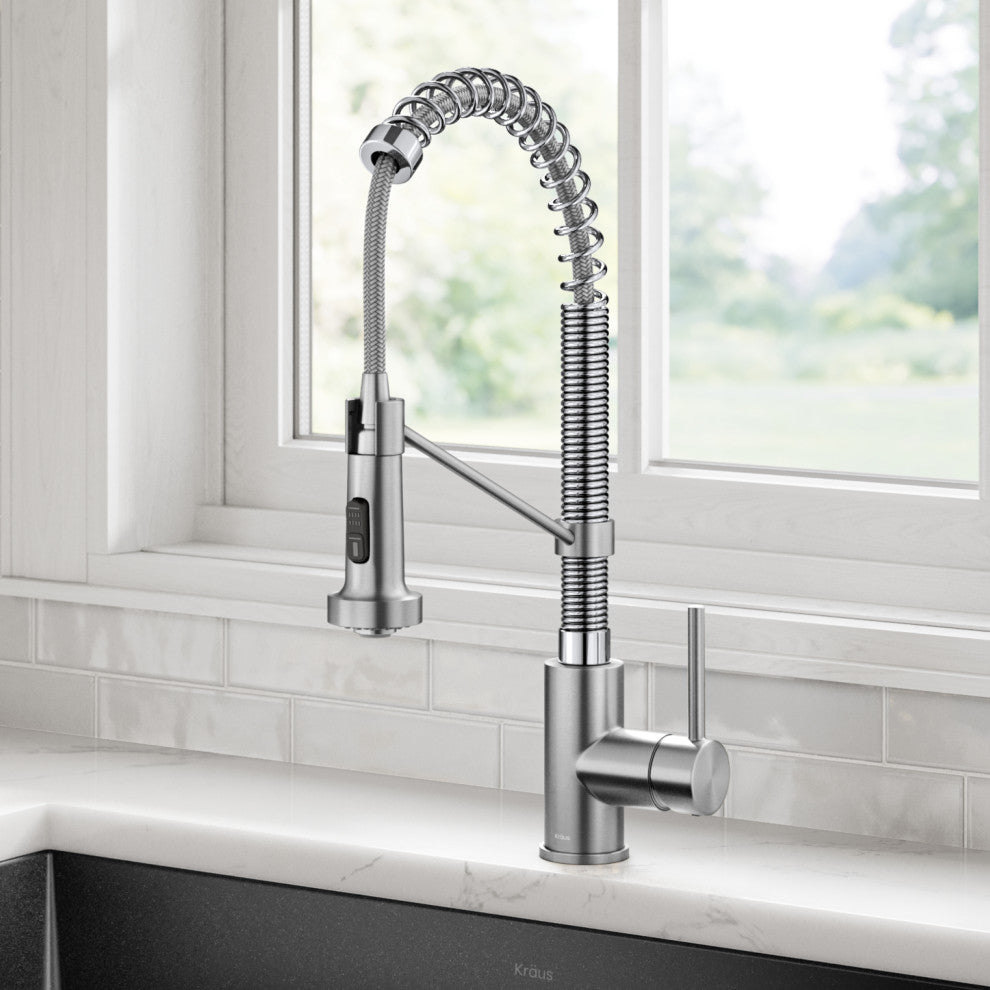 Bolden Commercial Style 2-Function Pull-Down 1-Handle 1-Hole Kitchen Faucet, Stainless Steel/ Chrome
