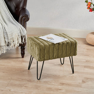 Serenta Super Mink Ottoman, Olive, 19''x13''x17''