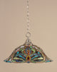 Chain Hung Pendant In Chrome, 19" Kaleidoscope Tiffany Glass