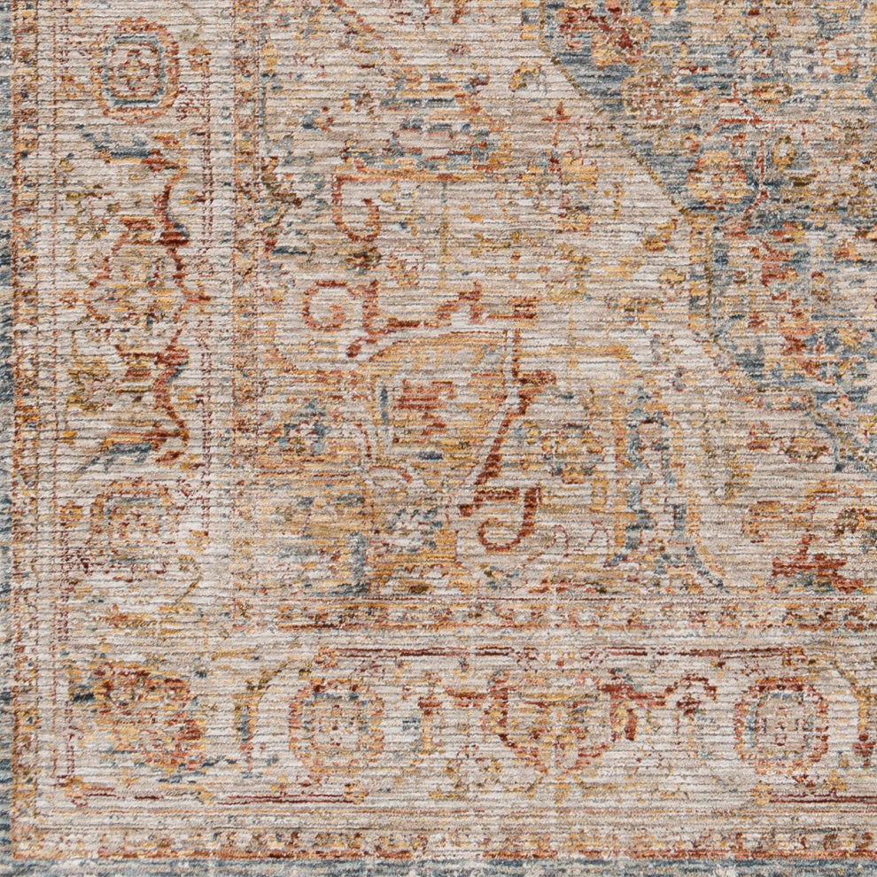 Naila IAL-2317 Red/Blue Multi Machine Woven 6'7" Round Rug