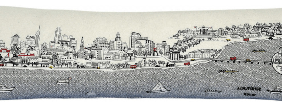 46" White Philadelphia Daylight Skyline Lumbar Decorative Pillow