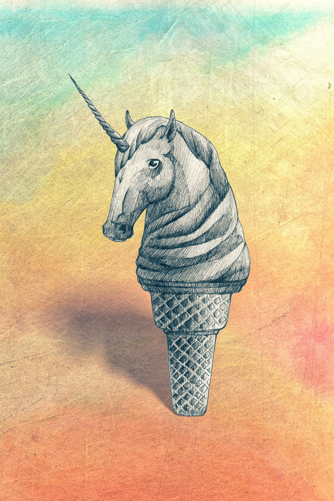 "Unicorn Ice Cream II" Painting Print on Wrapped Canvas, 40"x60"