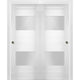 Sliding Closet Glass Lites Bypass Doors / Sete 6222 White Silk / Rails, 48" X 84" ( 2* 24x84)