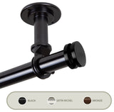 Cap Ceiling 1" Curtain Rod/Room Divider, Black, 120-170"