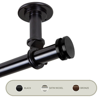 Cap Ceiling 1" Curtain Rod/Room Divider, Black, 120-170"