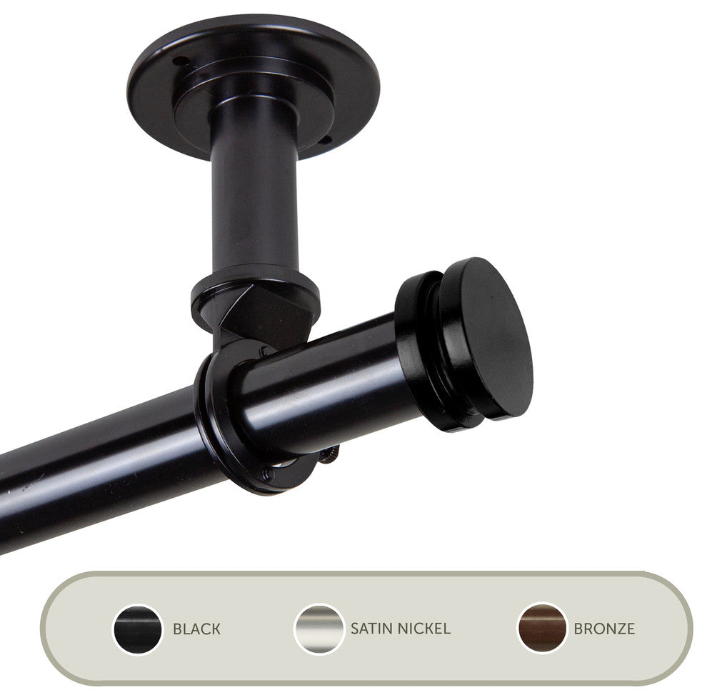 Cap Ceiling 1" Curtain Rod/Room Divider, Black, 120-170"