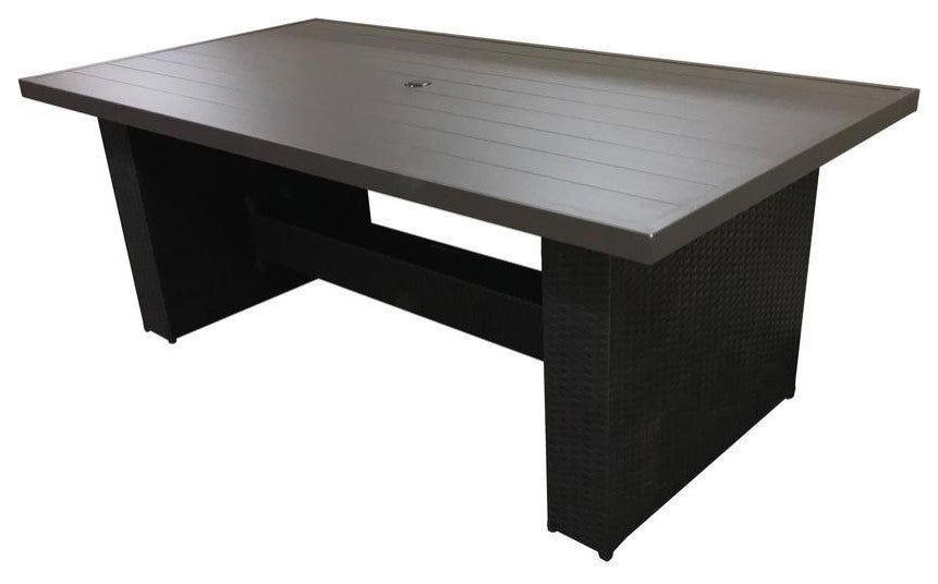 Barbados Rectangular Outdoor Patio Dining Table with 6 Armless Chairs Espresso