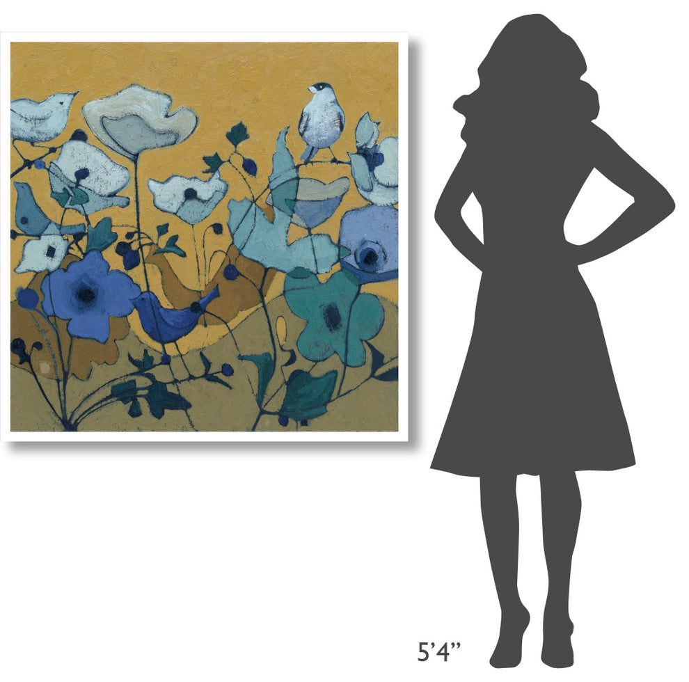 "Birdy Birdy Royal Blue" Digital Paper Print by Shirley Novak, 42"x42"