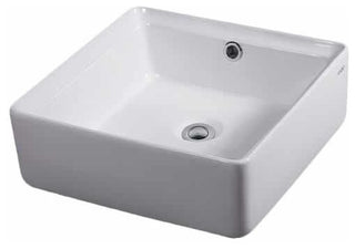 Eago BA130 15" Bathroom Sink Square Vessel Sink - White