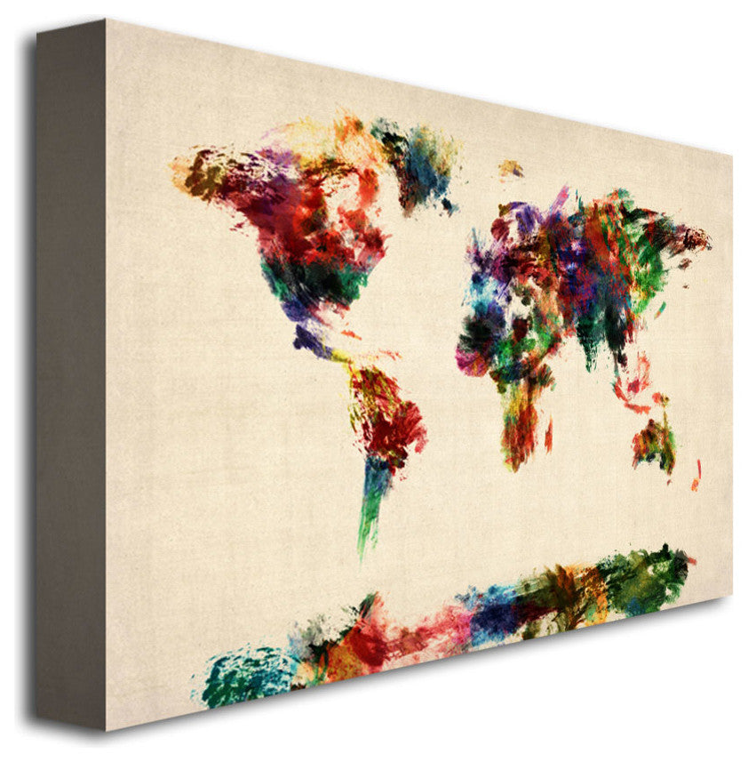 'Abstract Painting World Map' Canvas Art by Michael Tompsett