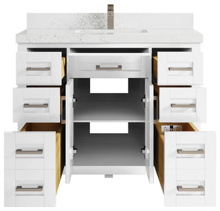 Cambridge 42 Single Sink Bath Vanity in White 2" Empira Quartz